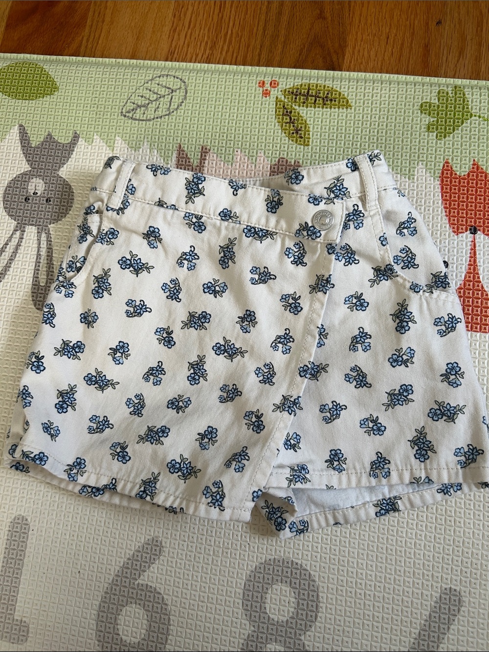 Zara White Skort Shorts with Blue Floral Print